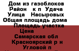 Дом из газоблоков › Район ­ к.п. Удача › Улица ­ Насыровых › Общая площадь дома ­ 100 › Площадь участка ­ 12 › Цена ­ 2 000 000 - Самарская обл., Красноярский р-н, Угловой п. Недвижимость » Дома, коттеджи, дачи продажа   